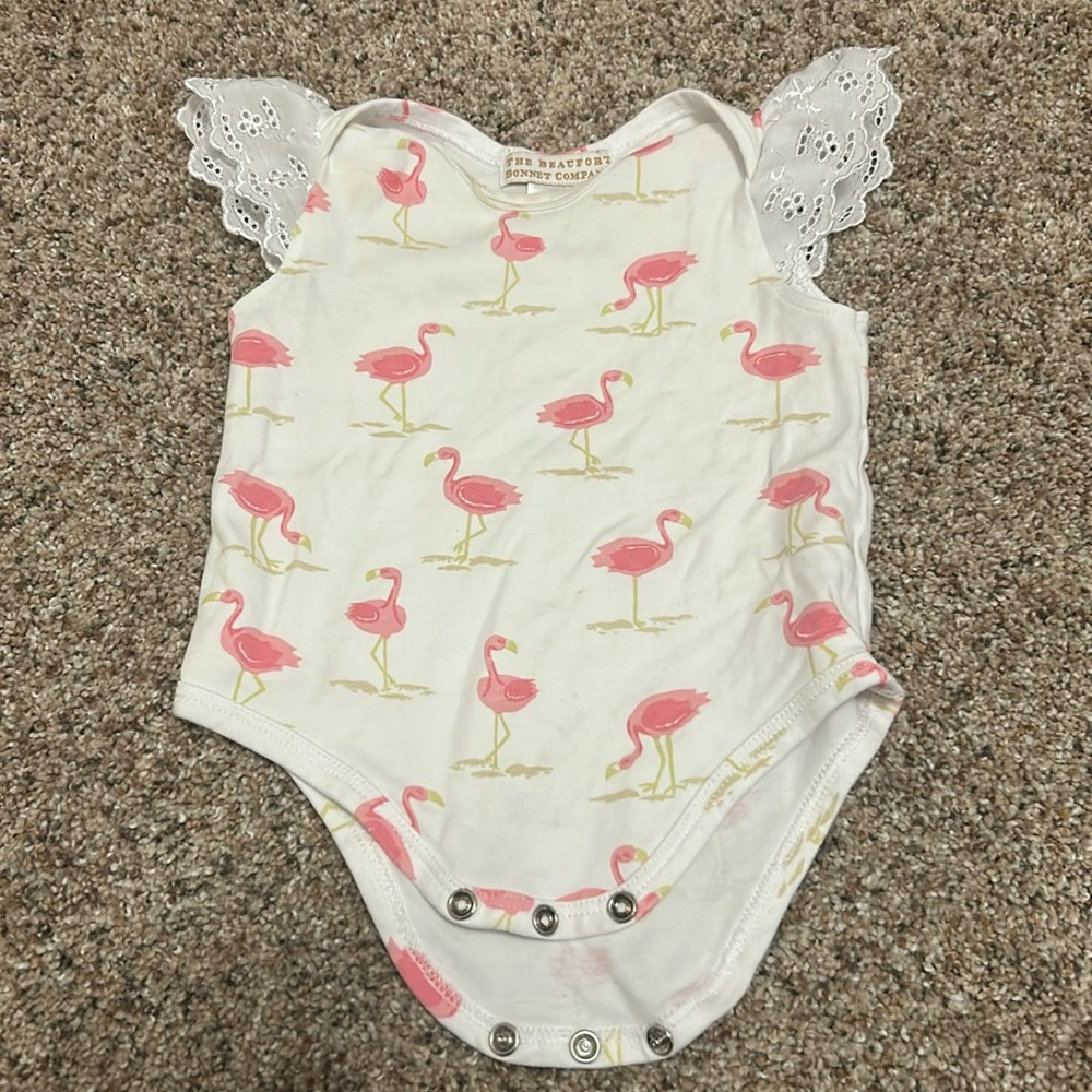The Beaufort Bonnet Company onesie, ruffle cap sleeves, 6-12 months